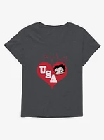 Betty Boop Hearts USA Girls T-Shirt Plus