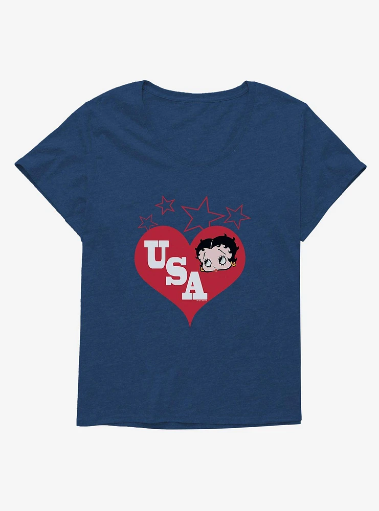 Betty Boop Hearts USA Girls T-Shirt Plus