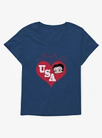 Betty Boop Hearts USA Girls T-Shirt Plus