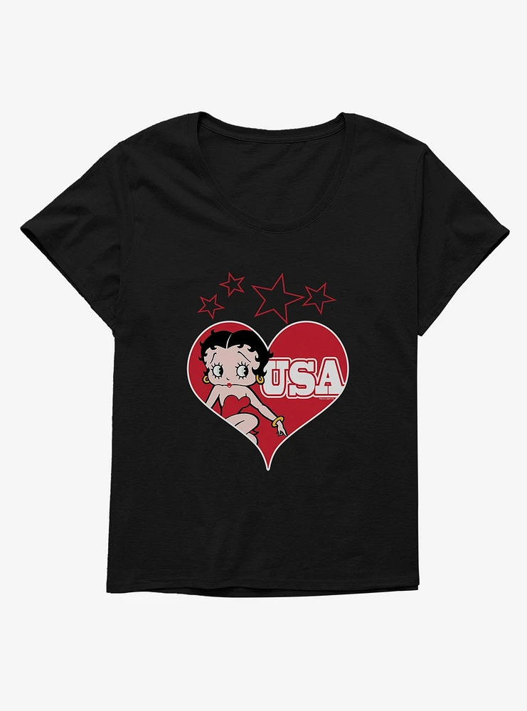 Betty Boop Love USA Girls T-Shirt Plus