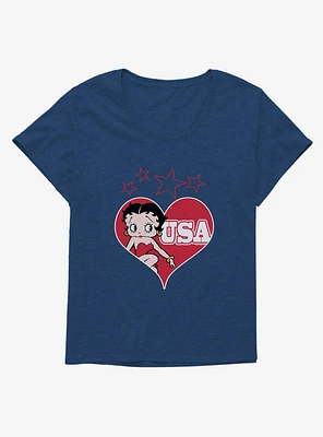 Betty Boop Love USA Girls T-Shirt Plus