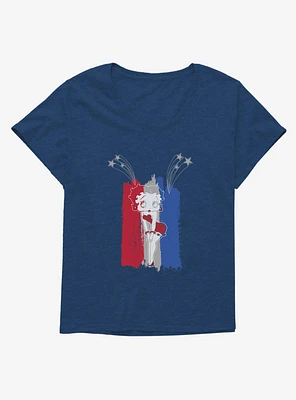 Betty Boop Red and Blue Fireworks Girls T-Shirt Plus