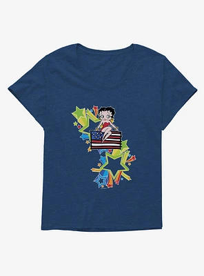 Betty Boop USA Rainbow Heart and Stars Girls T-Shirt Plus