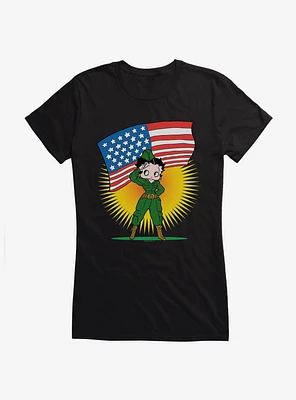 Betty Boop Army Soldier Salute Girls T-Shirt