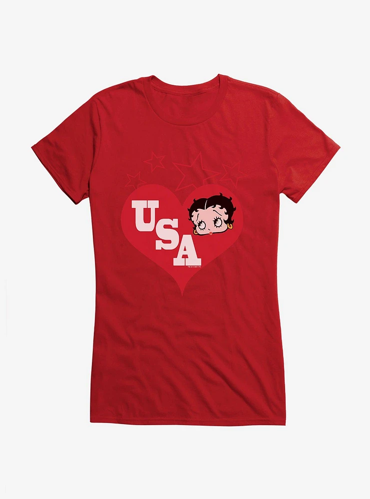 Betty Boop Hearts USA Girls T-Shirt