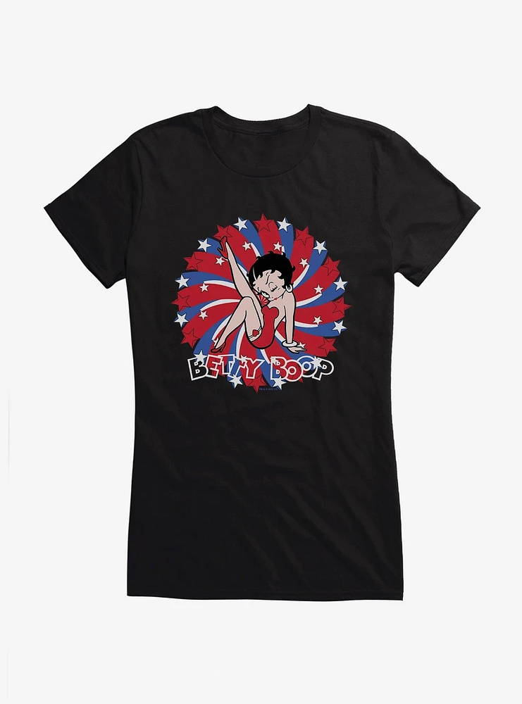 Betty Boop Red and Blue Splash Girls T-Shirt