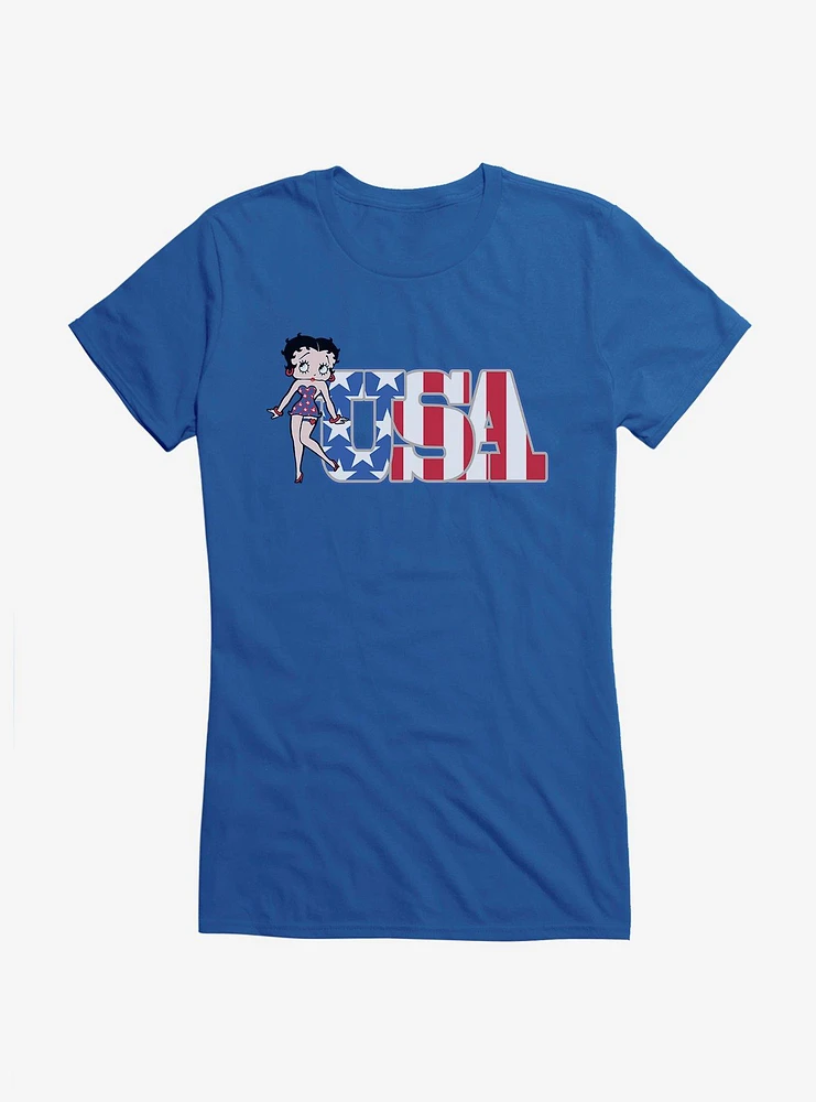 Betty Boop Stars and Stripes USA Girls T-Shirt