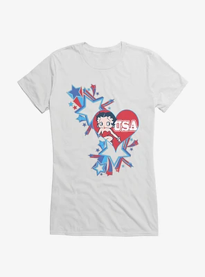 Betty Boop USA Blue Heart and Stars Girls T-Shirt