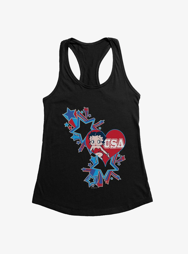 Betty Boop USA Blue Heart and Stars Girls Tank