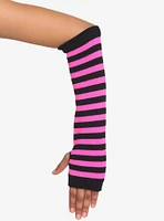 Neon Pink & Black Stripe Arm Warmers