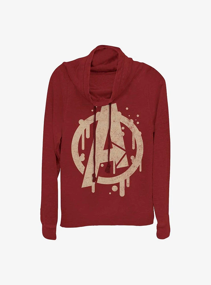 Marvel The Avengers Paint Drip Girls Cowl Neck Long Sleeve Top