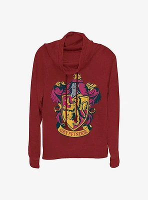 Harry Potter Gryffindor House Crest Girls Cowl Neck Long Sleeve Top