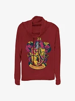 Harry Potter Gryffindor House Crest Girls Cowl Neck Long Sleeve Top