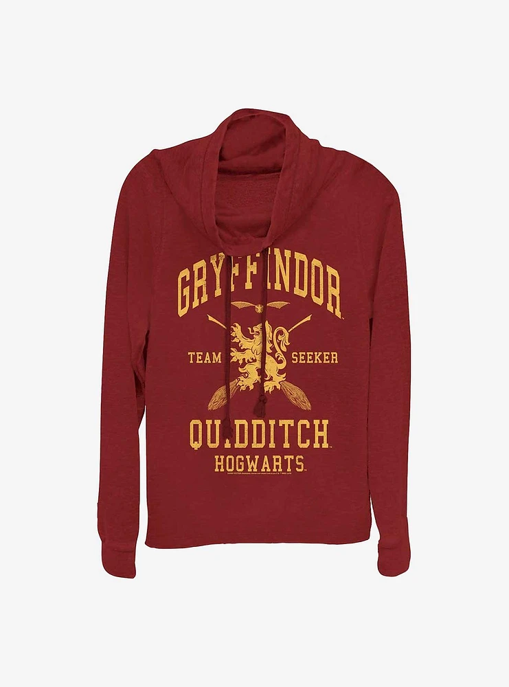 Harry Potter Gryffindor Quidditch Seeker Girls Cowl Neck Long Sleeve Top