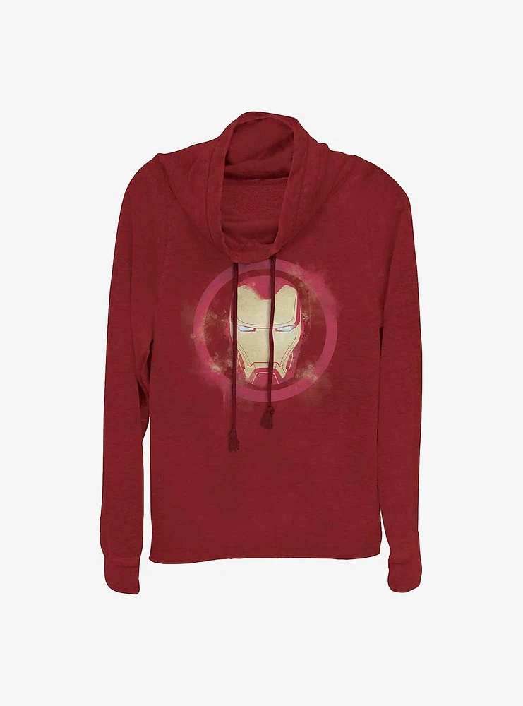 Marvel Iron Man Spray Logo Girls Cowl Neck Long Sleeve Top