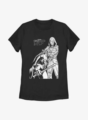 Marvel Moon Knight Line Art Duo Womens T-Shirt