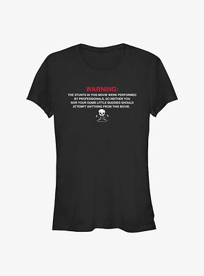 Jackass Forever Warning Label Girls T-Shirt