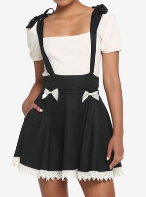 Black & White Ribbon Lace Suspender Skirt