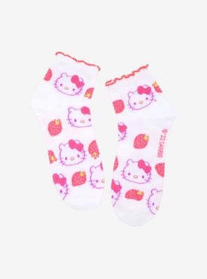 Hello Kitty Strawberry Lettuce Trim Ankle Socks