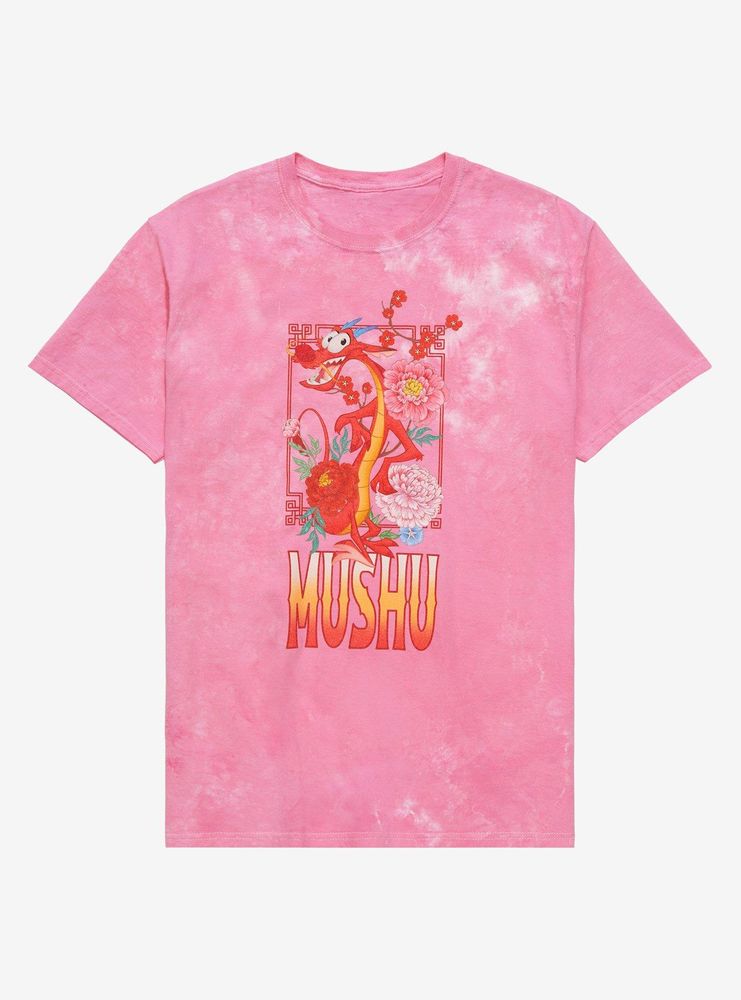 Disney Mulan Mushu Floral Women’s Tie-Dye T-Shirt - BoxLunch Exclusive