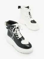 Black & White Heart Chunky Hi-Top Sneakers