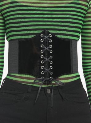 Black Lace-Up Corset Belt