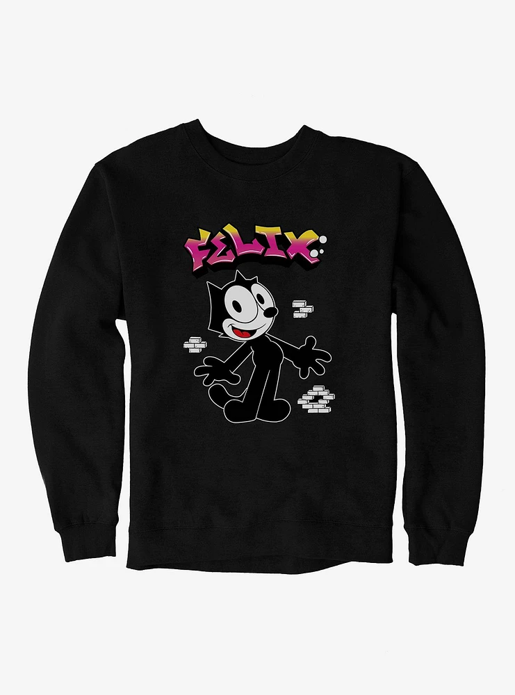 Felix The Cat Graffiti Art Brick Wall Sweatshirt