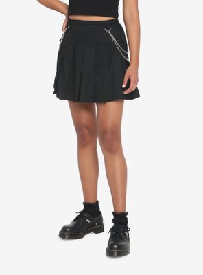 Black Double Chain Pleated Skirt