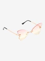 Pink Ombre Rhinestone Butterfly Sunglasses