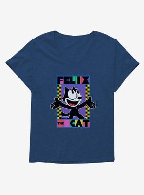 Felix The Cat 90s Checkers Graphic Womens T-Shirt Plus