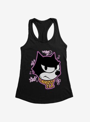 Felix The Cat Graffiti Art Gold Chain Womens Tank Top