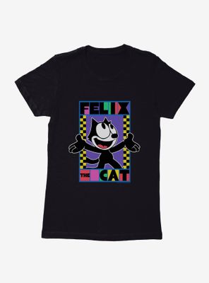 Felix The Cat 90s Checkers Graphic Womens T-Shirt