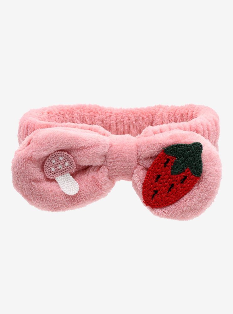 Pink Strawberry Mushroom Spa Headband