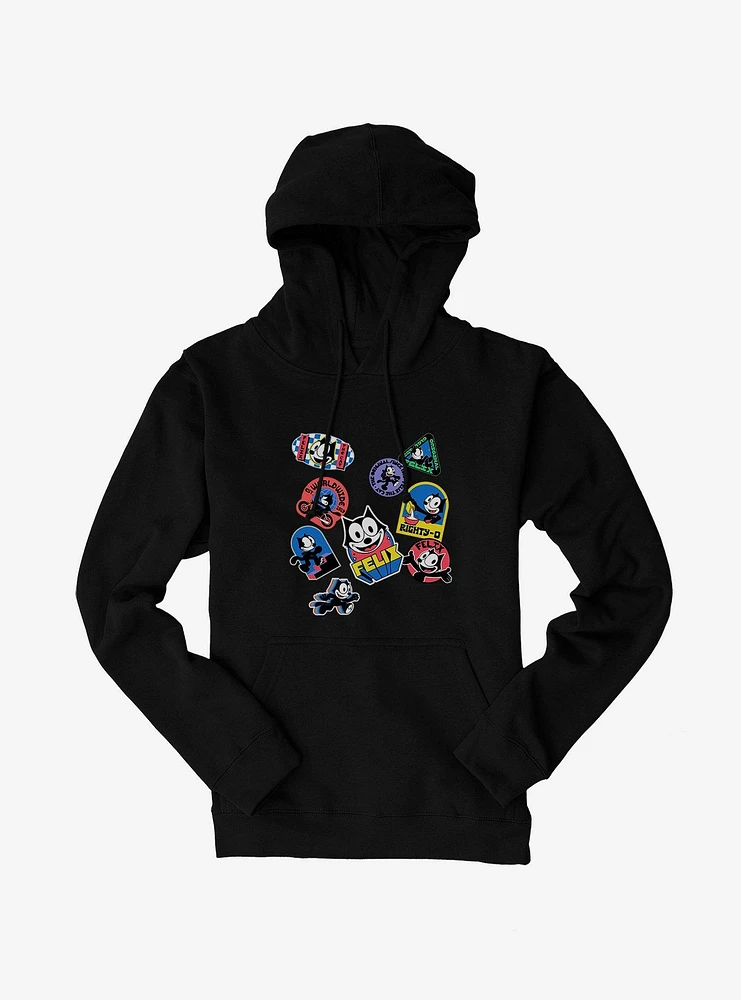 Felix The Cat Sticker Collection Hoodie