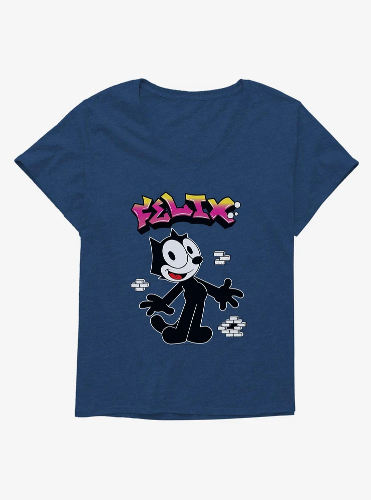 Felix The Cat Graffiti Art Brick Wall Girls T-Shirt Plus