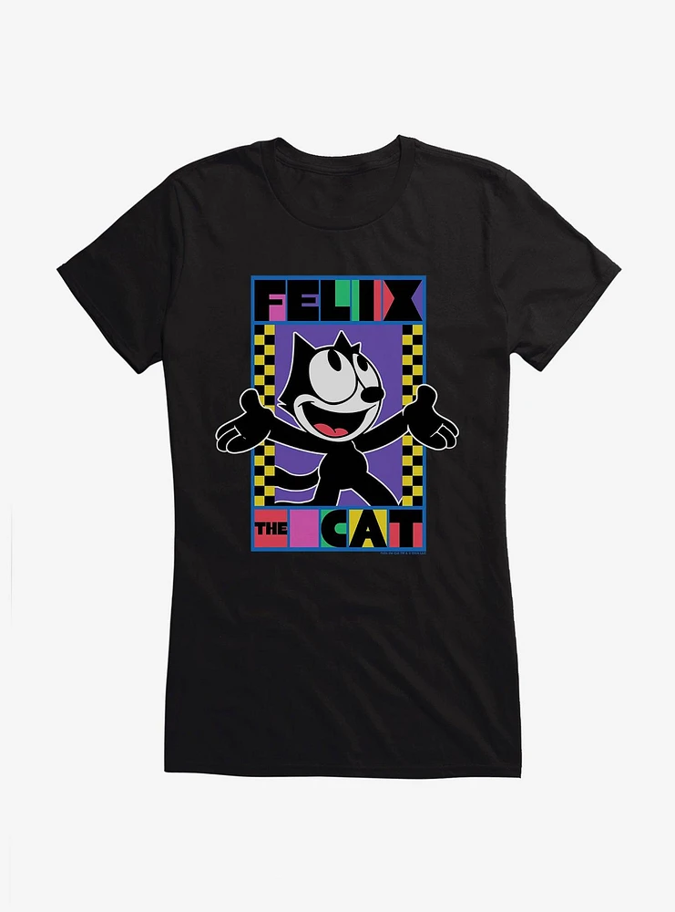 Felix The Cat 90s Checkers Graphic Girls T-Shirt