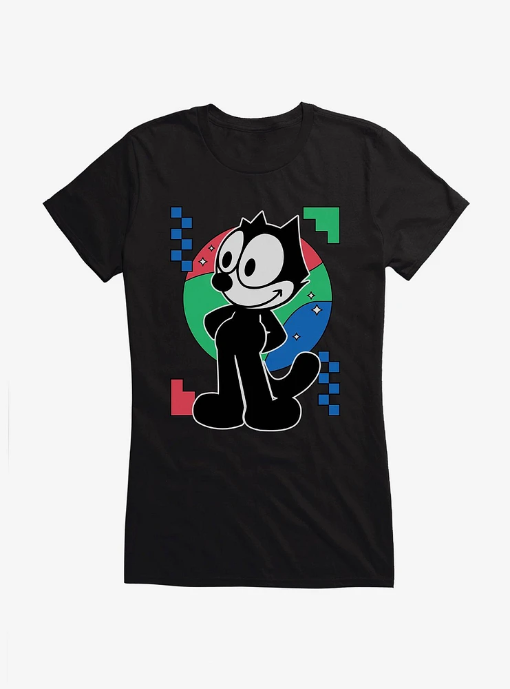 Felix The Cat Diamond Stars Portrait Girls T-Shirt