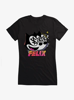 Felix The Cat Dollar Signs Girls T-Shirt