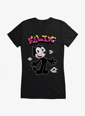 Felix The Cat Graffiti Art Brick Wall Girls T-Shirt