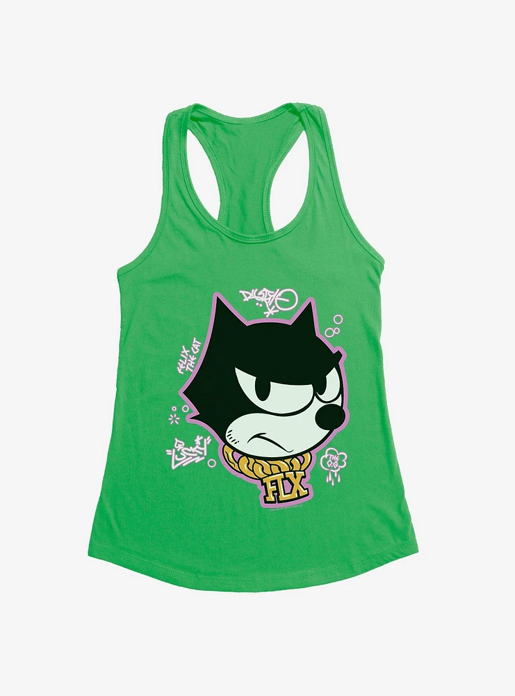 Felix The Cat Graffiti Art Gold Chain Girls Tank