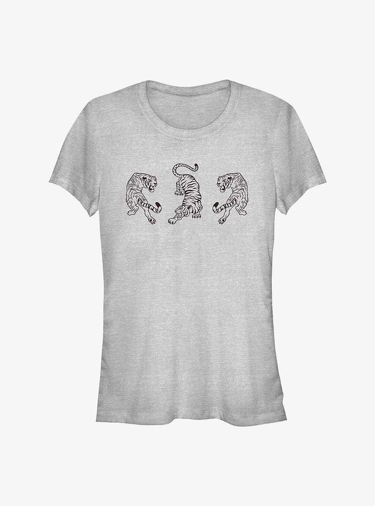 Three Tiger Outline Girls T-Shirt