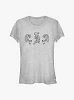 Three Tiger Outline Girls T-Shirt