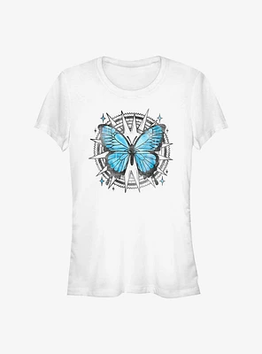 Watercolor Blue Butterfly Girls T-Shirt