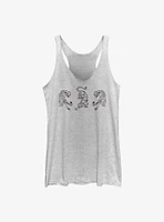 Three Tiger Black Outline Girls Tank
