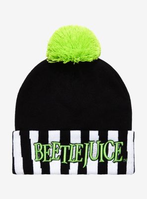 Beetlejuice Stripe Pom Beanie
