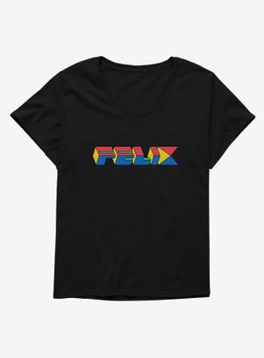 Felix The Cat 90s Cube Text Womens T-Shirt Plus