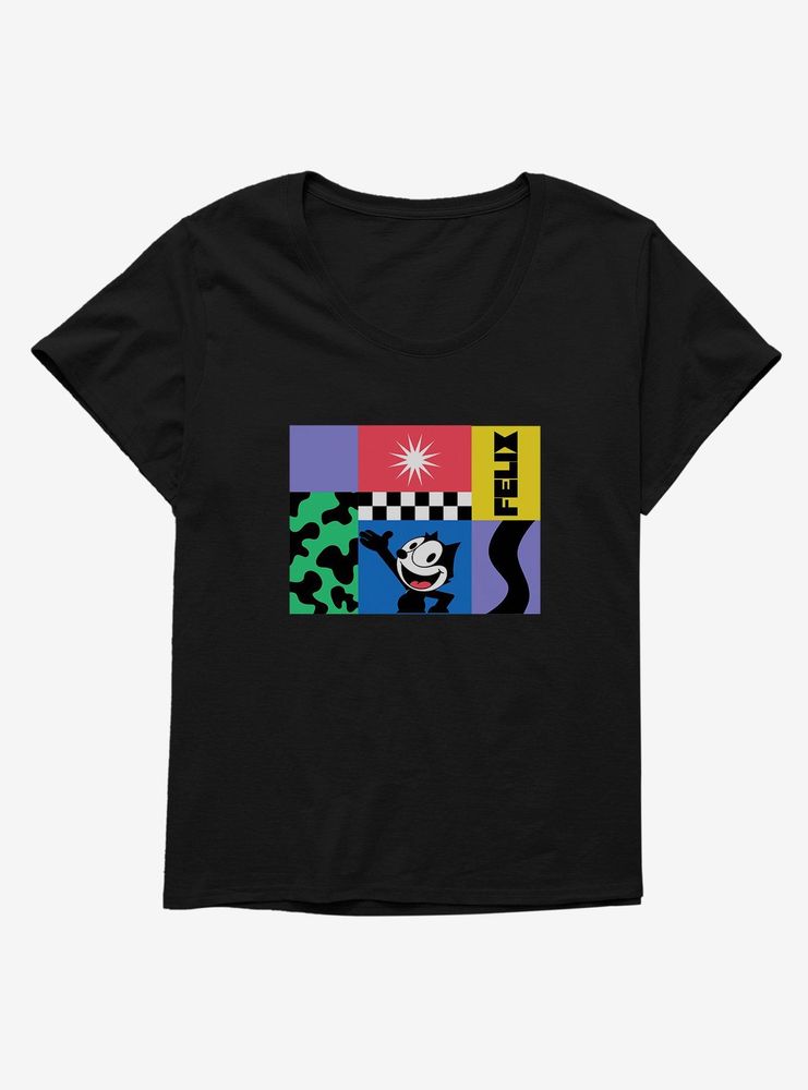 Felix The Cat 90s Graphic Collage Womens T-Shirt Plus