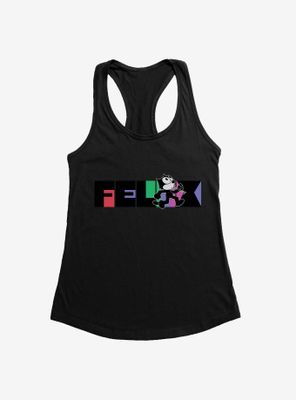 Felix The Cat Whistling And Walking Block Text Womens Tank Top