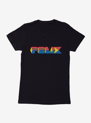 Felix The Cat 90s Cube Text Womens T-Shirt