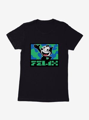 Felix The Cat Pixilated Text Womens T-Shirt